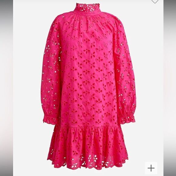 J. Crew Ruffleneck mini dress in eyelet* - Picture 1 of 6